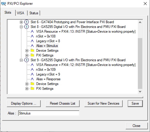 Using PXI/PCI Explorer to assign an instrument Alias